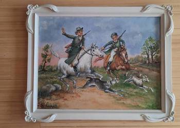 Obraz ,,Polowanie" w ramie 64 x 51 H. Lange