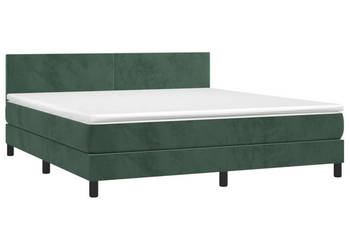 Łóżko kontynentalne z materacem i LED zielony aksamit 160x200cm WM-3134294