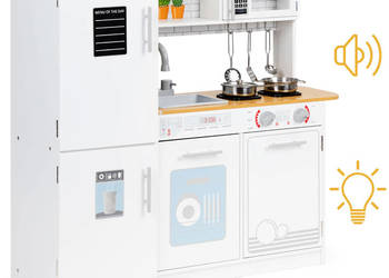 Drewniana kuchnia dla dzieci światło led + garnki ECOTOYS