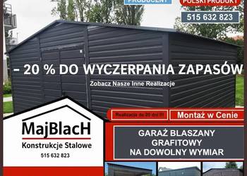 Ładny Garaż Blaszany Grafit | Wiata | Montaż | Niskie Ceny – Maj-Blach