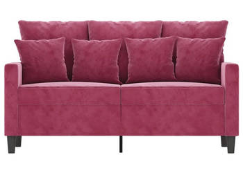 Sofa 2-osobowa winna czerwień 120 cm tapicerowana aksamitem WM-359297