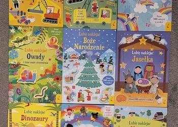 Lubię naklejać Dźwigi koparki Owady Dinozaury Jasełka Jednorożce Na wsi Na