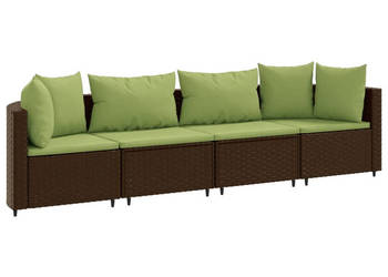 4-cz zestaw wypoczynkowy do ogrodu poduszki brązowy rattan PE WM-3308462