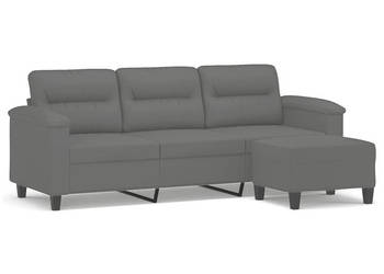 3-os. sofa z podnóżkiem ciemnoszara 180 cm obita mikrofibrą WM-3201233