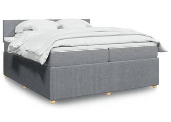 Łóżko kontynentalne z materacem jasnoszare tkanina 200x200 cm WM-3289856