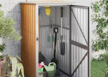 Szopa ogrodowa, brązowa, 88x89x161 cm, stal galwanizowana