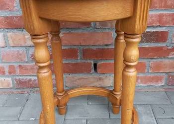 Dębowy stolik boczny rustykalny Kawowy Kwietnik Stojak na kwiatek okrągły