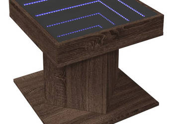 Stolik kawowy z LED brązowy dąb 50x50x45 cm WM-847566