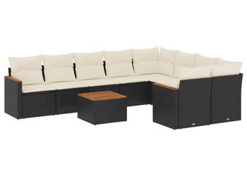 10-cz. zestaw wypoczynkowy do ogrodu poduszki czarny rattan PE WM-3226308