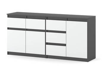 Komoda 160cm 5 Szuflad Pojemna Nowoczesna Salon Sypialnia Loft Szary Biały