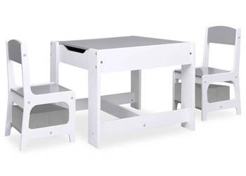 Stolik dla dzieci z 2 krzesłami biały MDF WM-80283