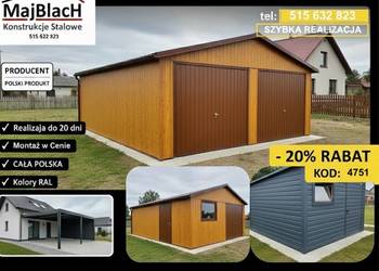 ZŁOTY DĄB Garaż Blaszany 6x6 | Blaszak | Montaż Gratis – Maj-Blach