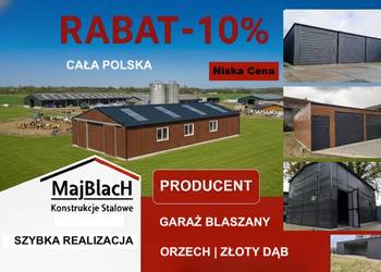 Brązowy  Garaż Blaszany Dwuspadowy | Złoty Dąb |Wiata | Hala    - Maj-Blach