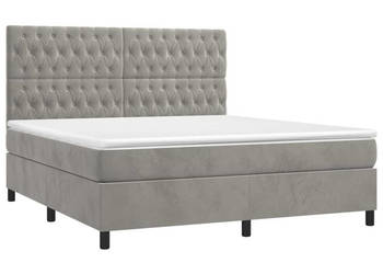 Łóżko kontynentalne z materacem i LED szare aksamit 180x200cm WM-3136317