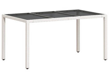 Stół ogrodowy ze szklanym blatem biały 150x90x75 cm rattan PE WM-368126