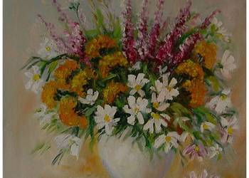 Bukiet polnych kwiatów obraz olejny 40cm-40cm dostępny