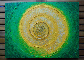 Obraz akryl „Złota spirala #2” 40x30 cm, miedziana spirala