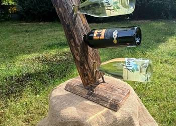 Stojak na wino drewniany, deska driftwood