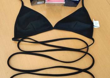 góra bikini czarny wiązany  shein icon z krzyżowaniem i odkrytymi plecami s