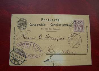 Szwajcaria 1895 Kartka pocztowa