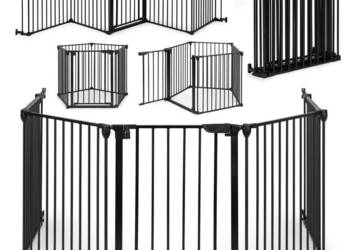 Bramka kojec barierka ochronna dla dzieci i zwierząt 5 paneli 60 cm metal…