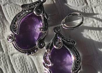 Cudne kolczyki fioletowe w stylu boho