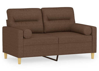 2-osobowa sofa z poduszkami brązowa 120 cm tkanina WM-3200816