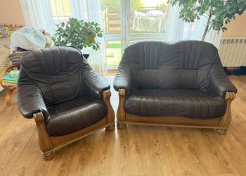 Komplet skórzany 1+2 (fotel + sofa) – do renowacji