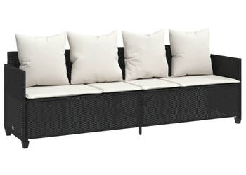Leżanka z poduszkami czarna rattan PE WM-368344