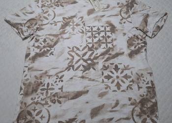 Koszulka, krótki rękaw, T-shirt, Reserved, XXL, biała, brązowa, wzory (Odzi