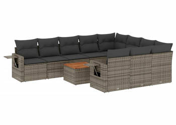 11-cz. zestaw mebli ogrodowych z poduszkami szary rattan PE WM-3257075