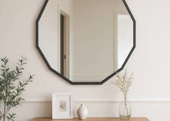 Lustro FlowerLine – wielokątne lustro w czarnej ramie