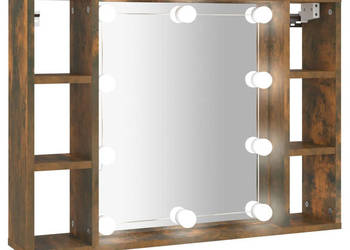 Szafka z lustrem i LED przydymiony dąb 76x15x55 cm WM-820445