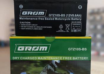 Akumulator motocyklowy GROM Y/GTZ10S-BS 12V 8.6Ah 160A L+