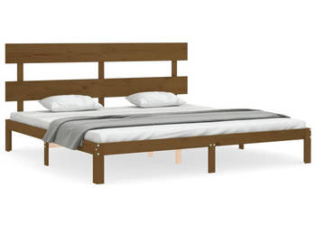 Rama łóżka z wezgłowiem miodowy brąz lite drewno 200x200 cm WM-3193554