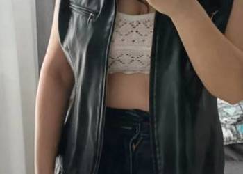 Kamizelka bezrękawnik śliski bez rękawów 2YK coguette retro vintage zasówan