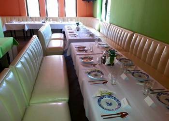 Loże tapicerowane do restauracji / baru – komplet, stan bdb