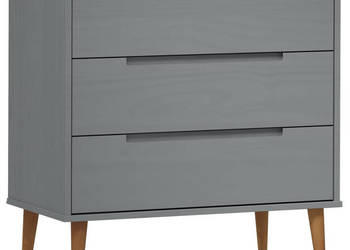 Komoda MOLDE szara 80x40x80 cm lite drewno sosnowe WM-350506