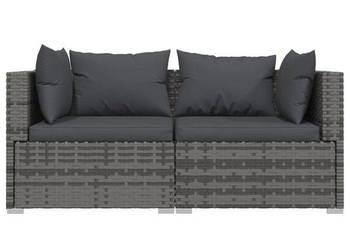 vidaXL 2-osobowa sofa z poduszkami, szara, polirattan(SKU:317509)