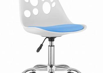 Krzesło PRINT biało-niebieskie ekoskóra obrotowe chromowana podstawa