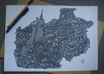 Rysunek: Empire State Building, cienk. - blok t. A3, 250g/m