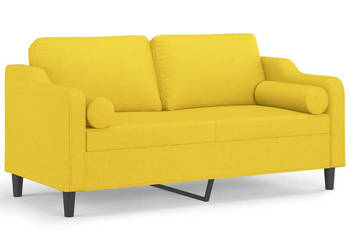 2-osobowa sofa z poduszkami jasnożółta 140 cm tkanina WM-3200850