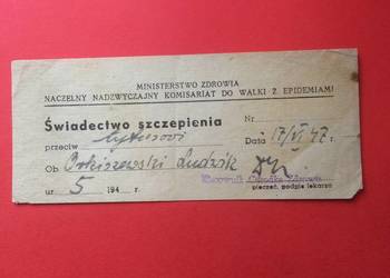 ( 1717 ) Świadectwo Szczepienia, Orkiszewski