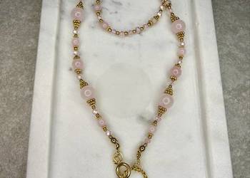 Naszyjnik kamienie naturalne kwarc różowy serce