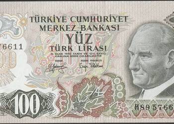 Turcja 100 lirasi 1970 - ATATURK - stan bankowy UNC