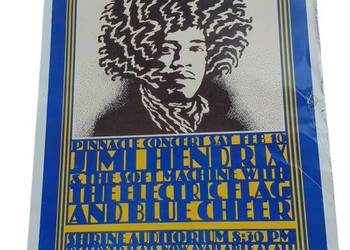 Stary plakat koncertowy Jimi Hendrix John Van Hamersveld 1968 unikat antyk