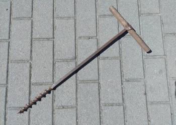 Stary ręczny świder , wiertło do drewna 60 cm