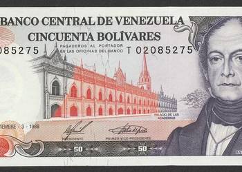 WENEZUELA 50 BOLIVARES 1988 - STAN BANKOWY UNC