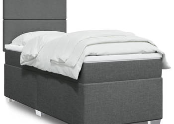 Łóżko kontynentalne z materacem ciemnoszara tkanina 90x200 cm WM-3290365