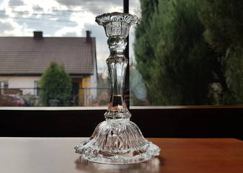 Świecznik nr 409 (ok.17,7 cm), Ząbkowice, szkło PRL